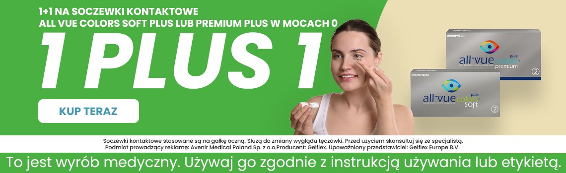 1+1 na soczewki zerówki All Vue Colors Premium Plus lub All Vue Colors Soft Plus